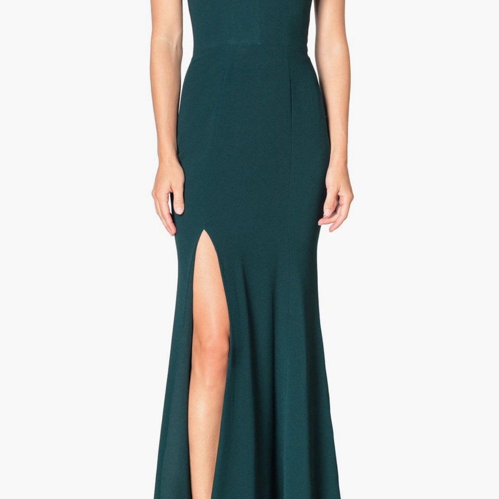 Dress the Population Iris Slit Crepe Gown in New Pine – Size Large